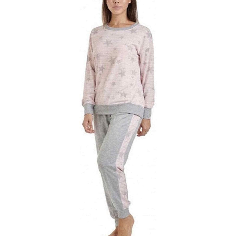 Splendid Pink Gray Star Print Long Sleeve Crewneck‎ Sweatshirt NWT Womens Large